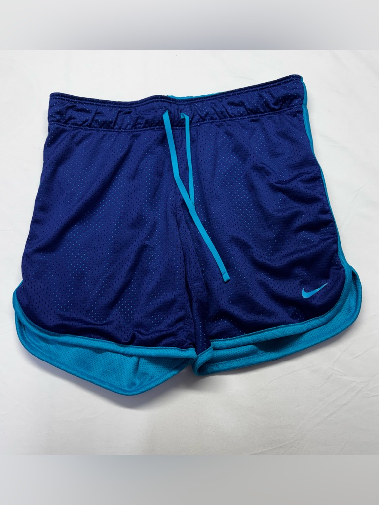Nike Women's Dark Blue Athletic Shorts With Teal Accents